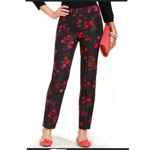 Talbots Heritage Rose Print Silk Ankle Pants 16 WP - Picture 1 of 13